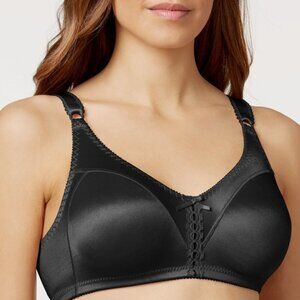 Bali Double Support Tailored Wireless Lace Up Front Bra Black Size 42DD 7086